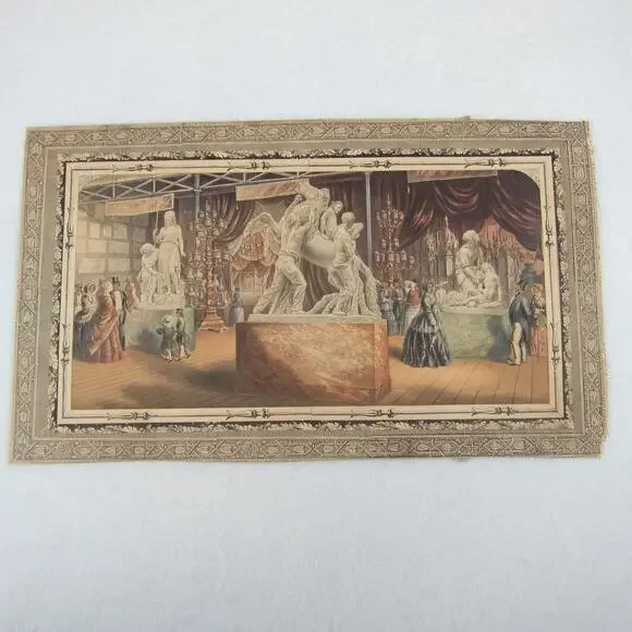 Antique George Baxter Print Great Exhibition 1851 Austria Court RARE